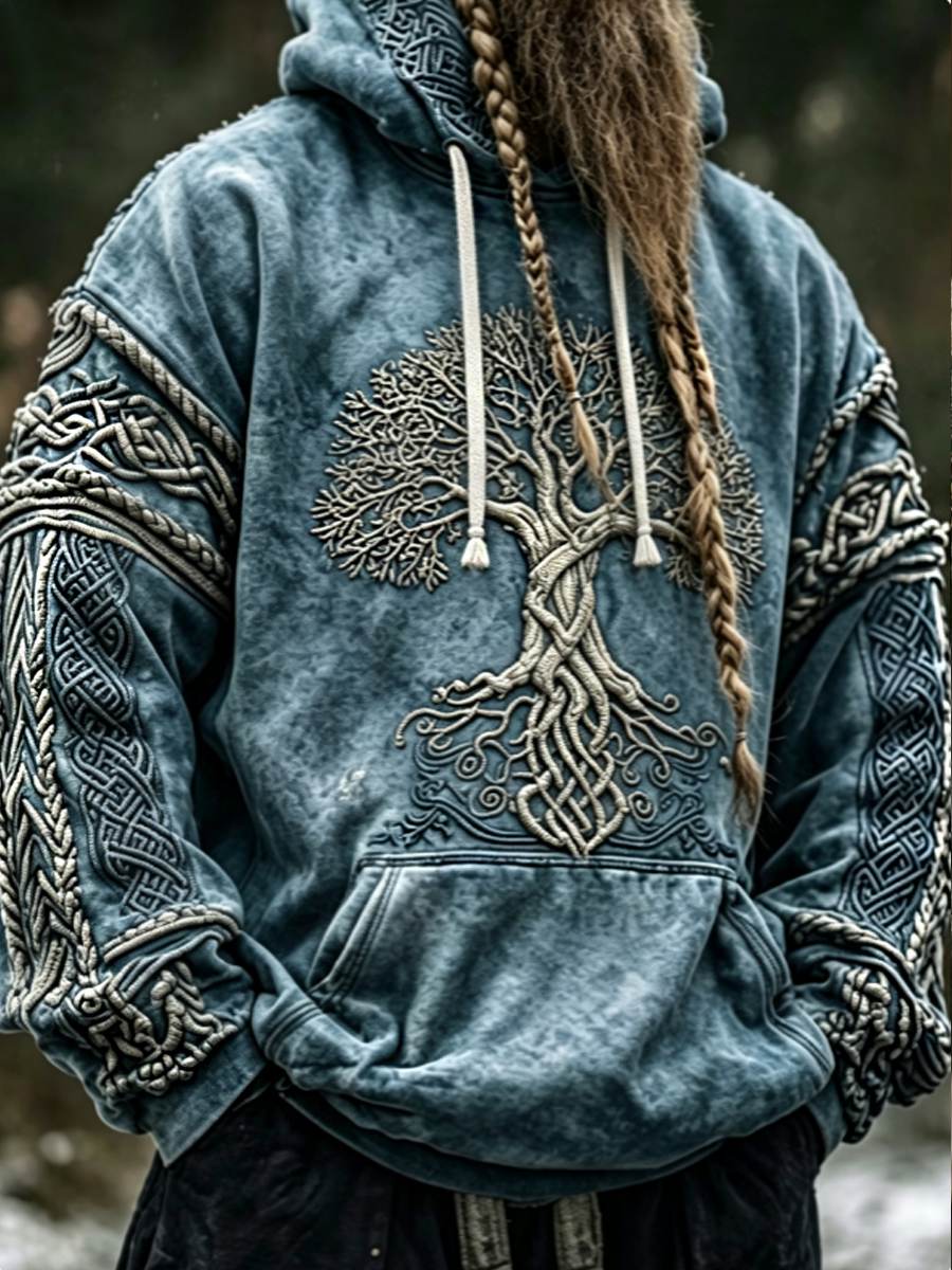 Herren-Viking-Keltenknoten-Lebensbaum-Kunst-Hoodie