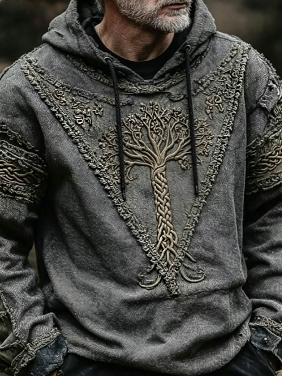 Herren-Viking-Keltenknoten-Lebensbaum-Kunst-Hoodie