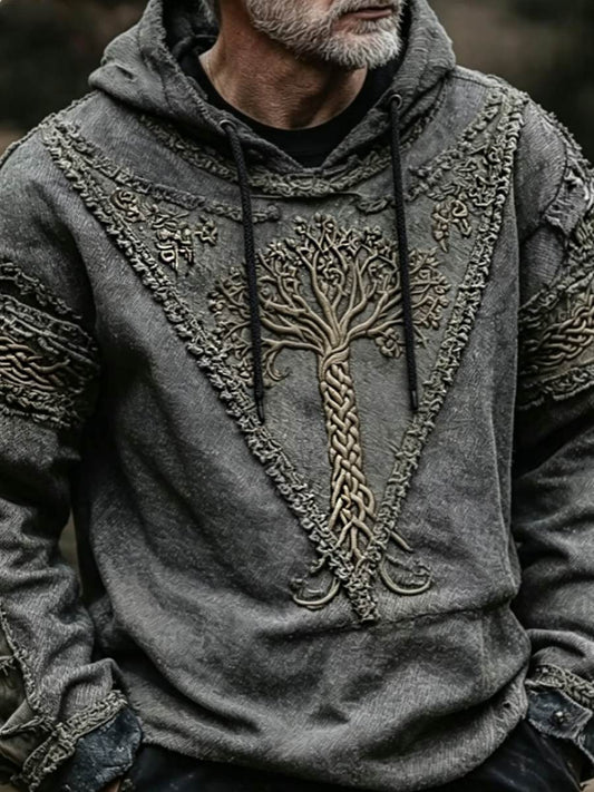 Herren-Viking-Keltenknoten-Lebensbaum-Kunst-Hoodie