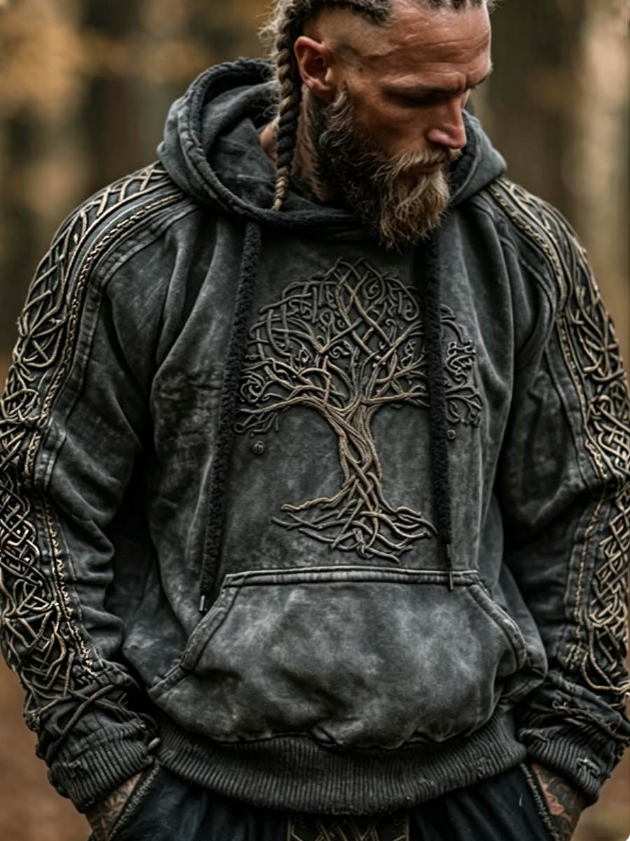 Herren-Viking-Keltenknoten-Lebensbaum-Kunst-Hoodie