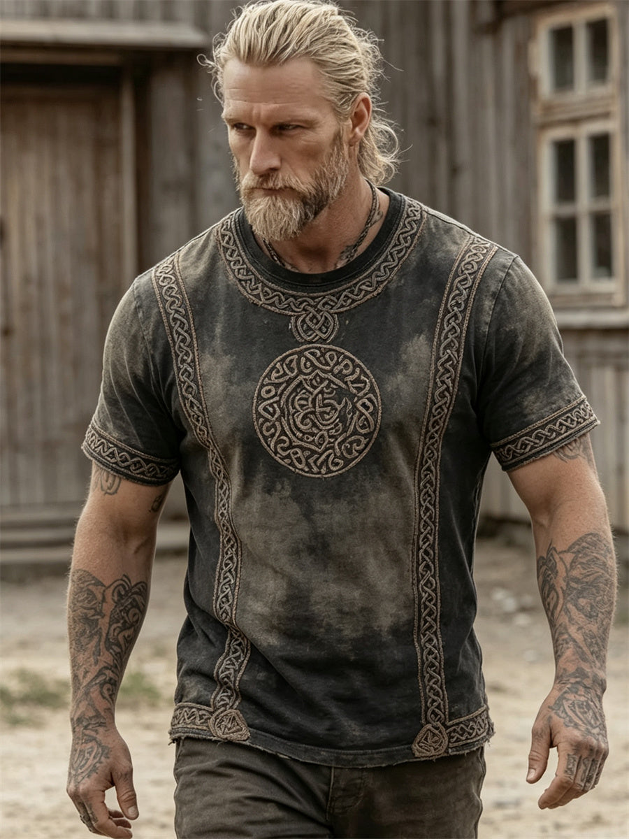 T-Shirt Vintage Viking Keltischer Knoten bedruckt kurze Ärmel