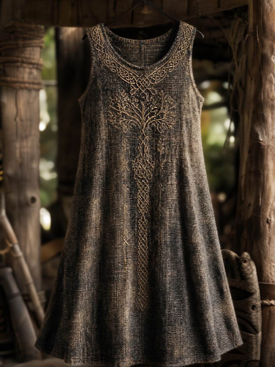 Damen-Viking-Life-of-Tree-Celti-Kunst-Leinen-Tankkleid