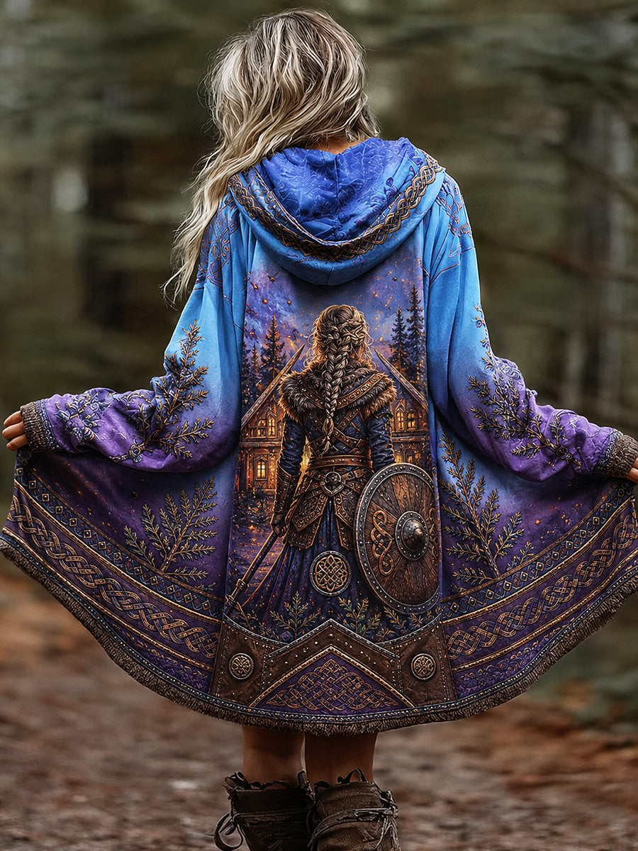 Lässiger Hoodie mit Vintage Viking Art Print