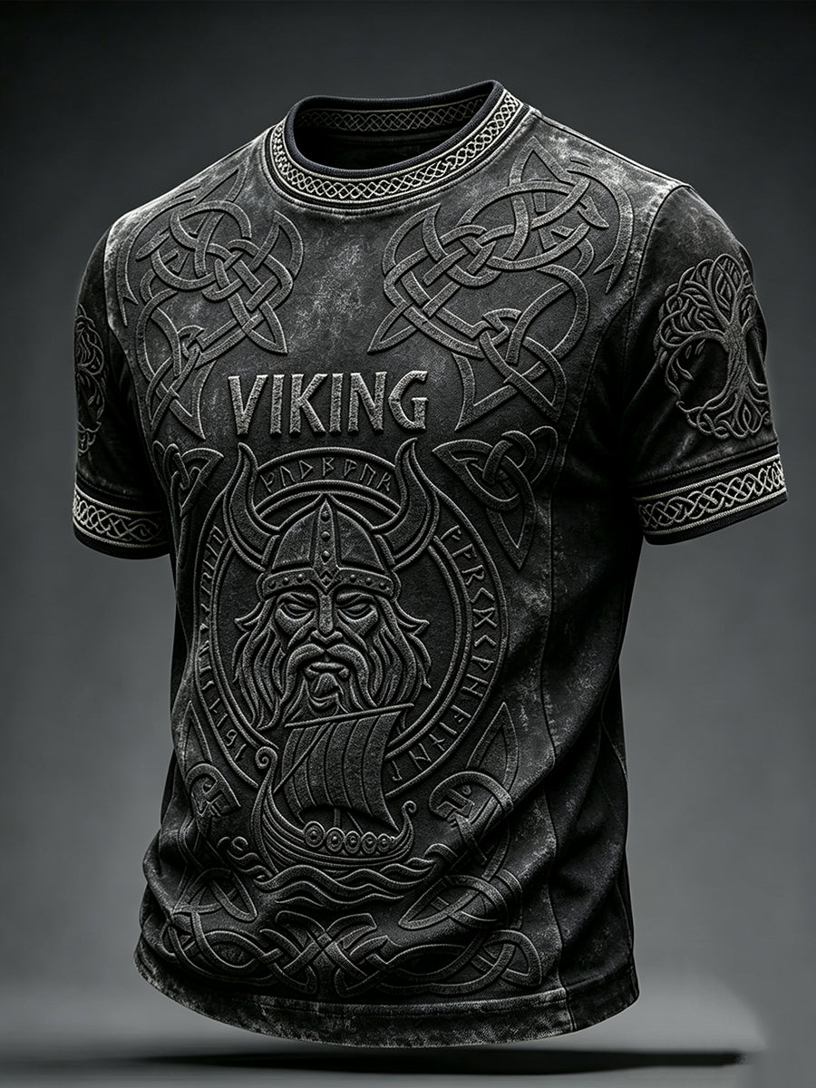 Herren-T-Shirt mit wikingerinspiriertem keltischem Motiv und kurzen Ärmeln