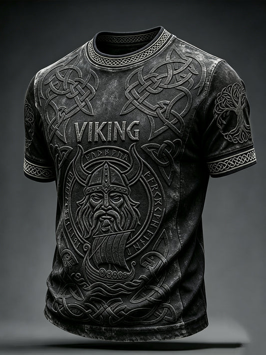 Herren-T-Shirt mit wikingerinspiriertem keltischem Motiv und kurzen Ärmeln