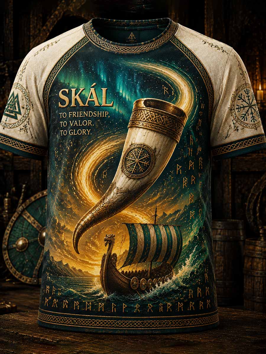 Herren-Vintage-T-Shirt mit Wikinger-Bier-Motiv