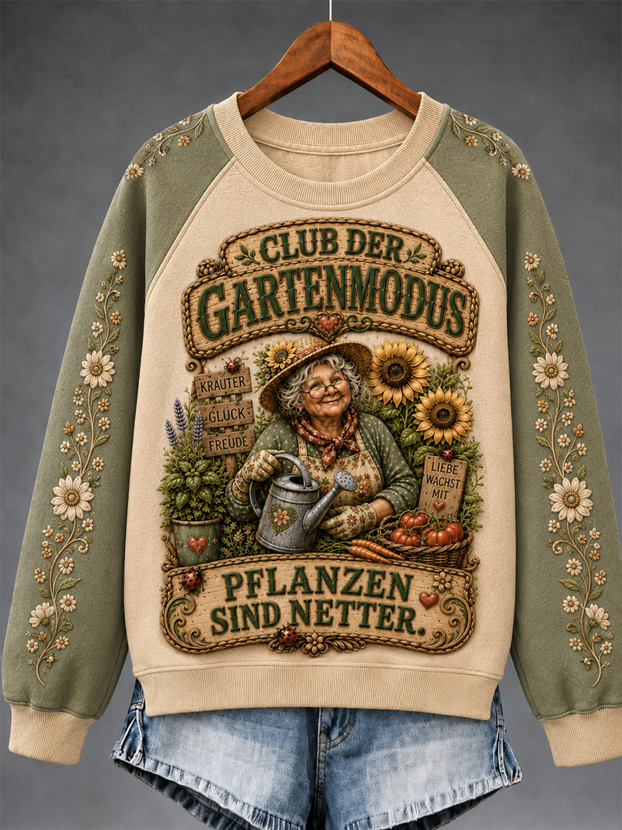 Damen-Sweatshirt mit humorvollem Spruch und Raglanärmeln