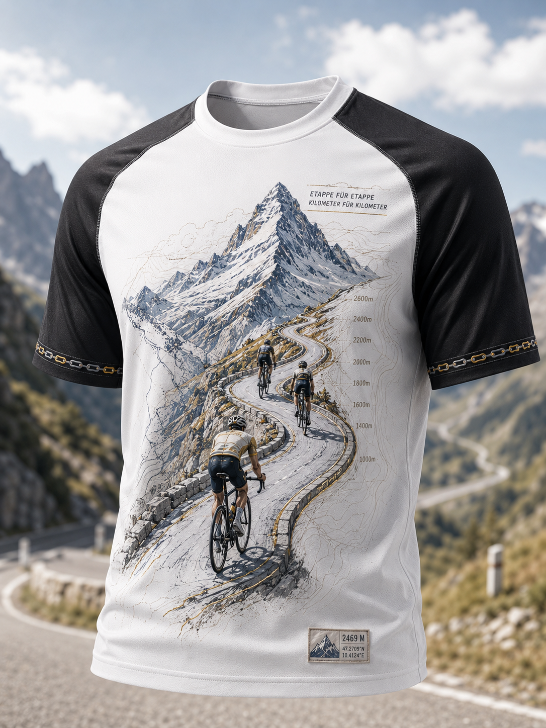 Herren-T-Shirt mit kurzen Ärmeln im Stil der deutschen Radsportkultur