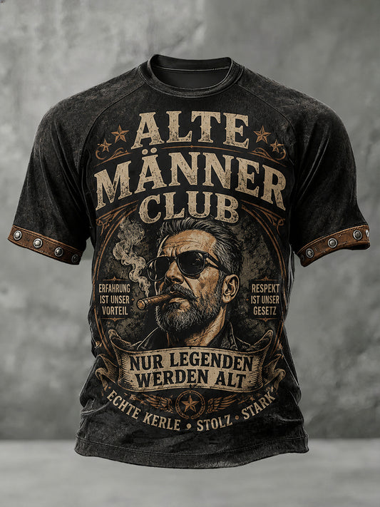Herren-T-Shirt mit kurzen Ärmeln, Vintage-Slogan und grafischen Prints