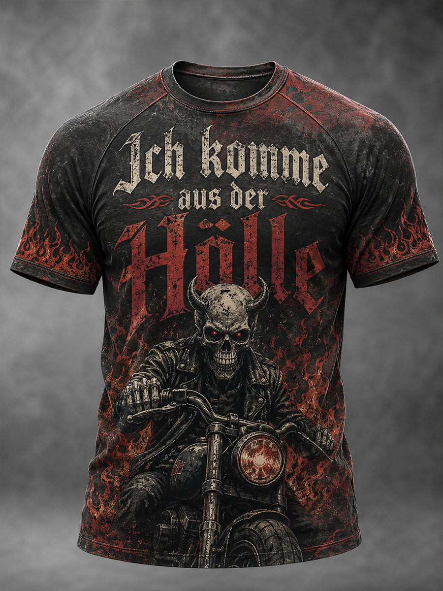 Herren-T-Shirt mit kurzen Ärmeln, Vintage-Slogan und grafischen Prints