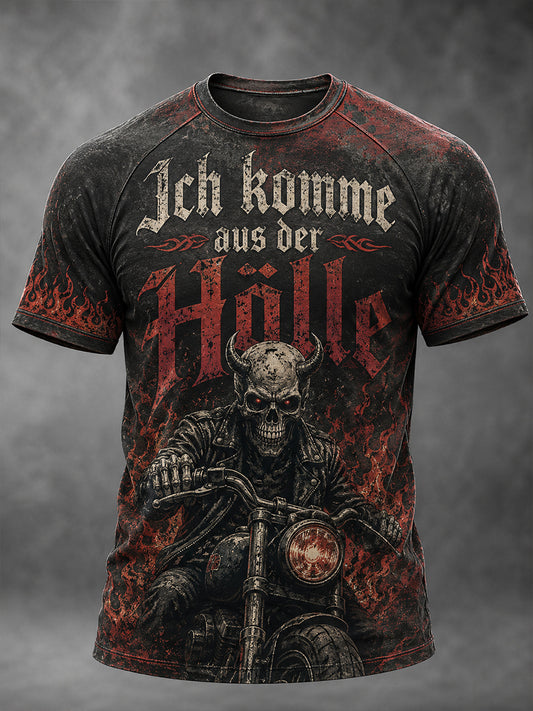 Herren-T-Shirt mit kurzen Ärmeln, Vintage-Slogan und grafischen Prints