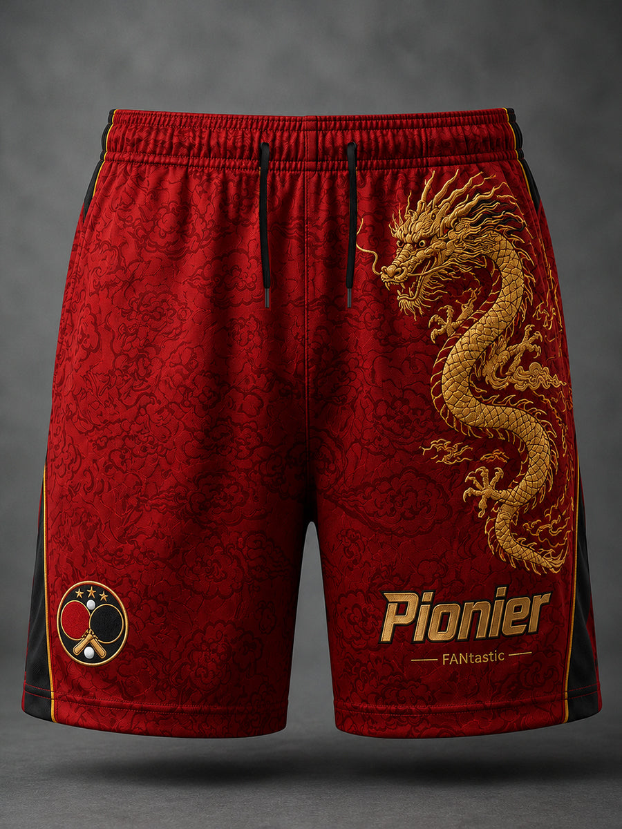 Herren-Sportshorts mit Tischtennis-Motiv-Print