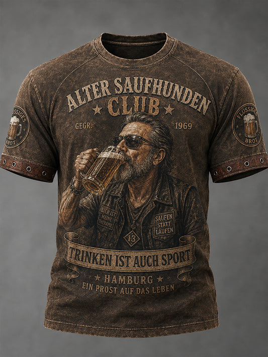 Herren-Raglan-T-Shirt mit Vintage-Schriftzug-Print