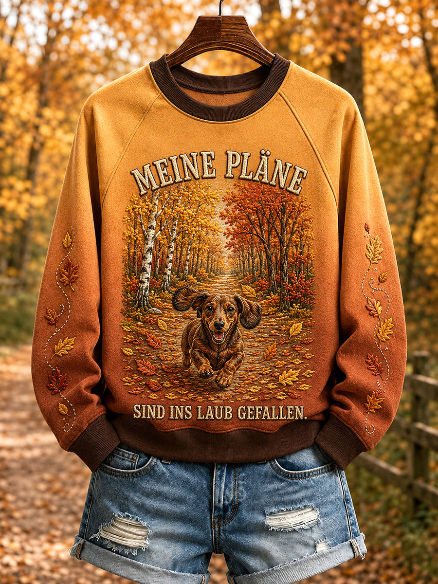 Damen-Sweatshirt mit Raglanärmeln und Herbst-Print