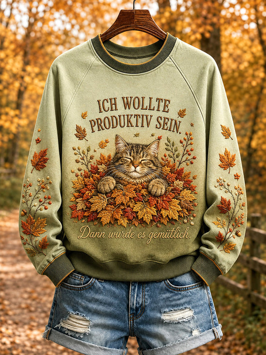 Damen-Sweatshirt mit Raglanärmeln und Herbst-Print