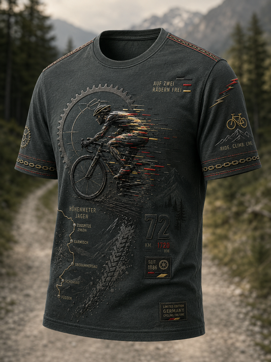 Herren-T-Shirt mit kurzen Ärmeln im Stil der deutschen Radfahrkultur