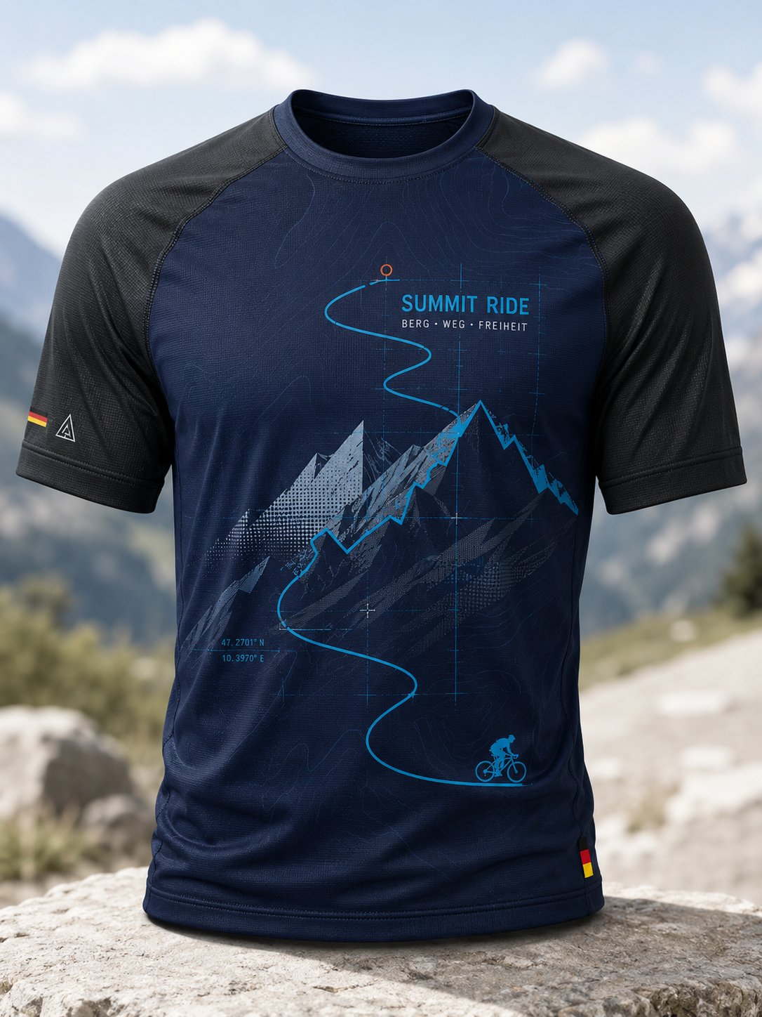 Herren-T-Shirt mit kurzen Ärmeln im Stil der deutschen Radsportkultur