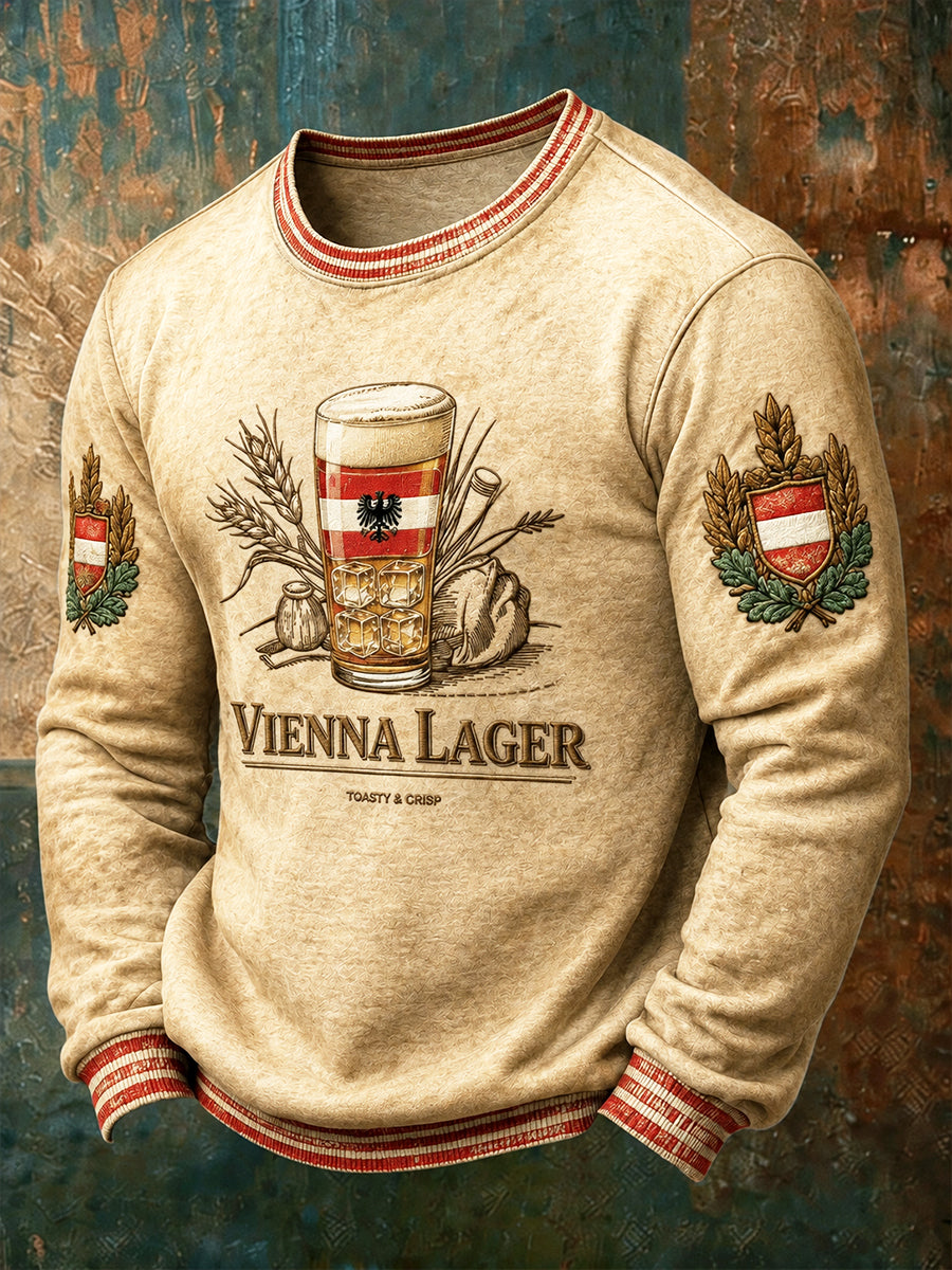 Herren-Retro-Oktoberfest-T-Shirt im österreichischen Stil mit Aufdruck, lässig, langärmlig