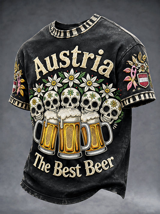 Herren-Casual-T-Shirt mit österreichischem Bierfest-Print