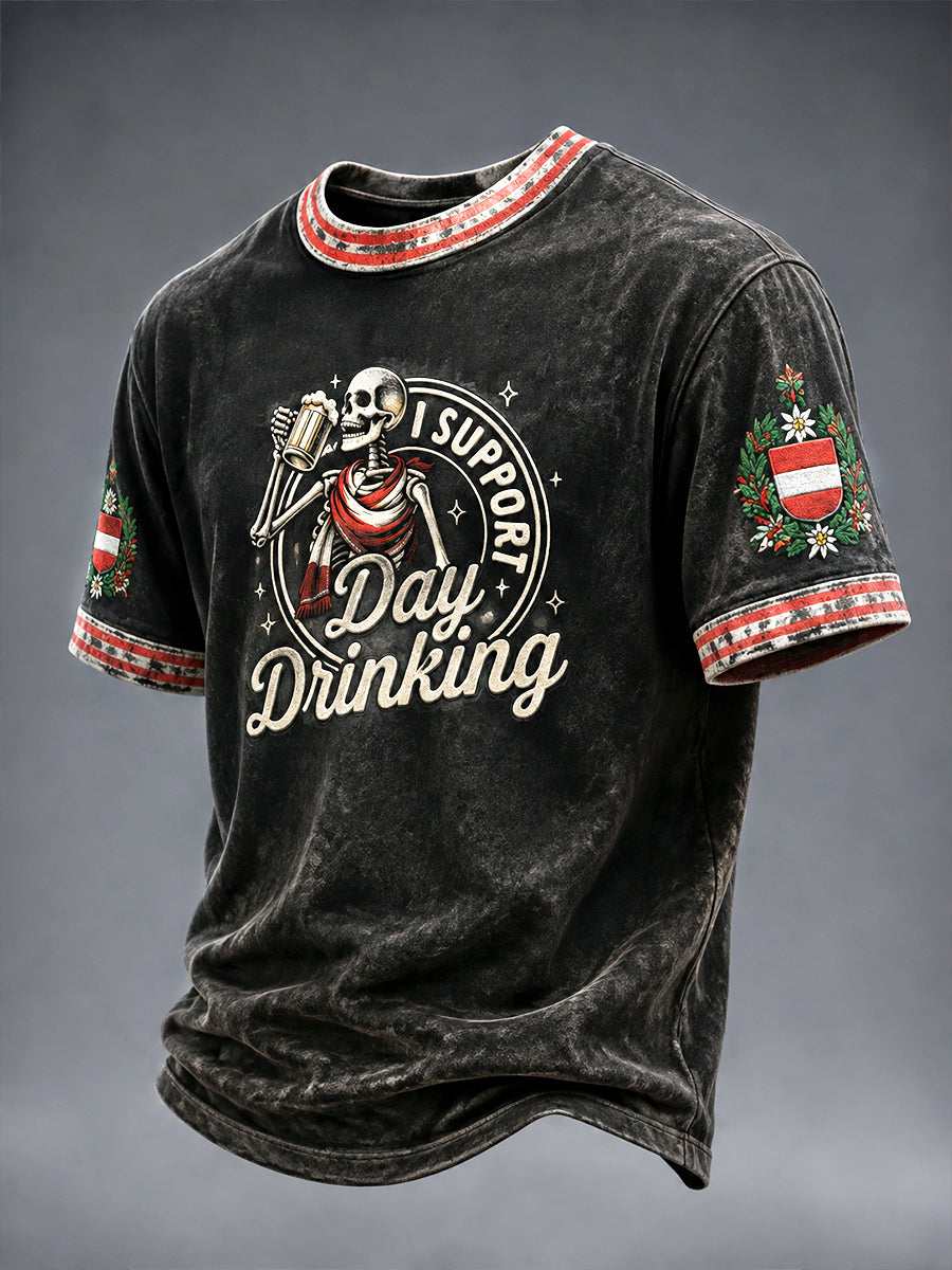 Herren-T-Shirt in Schwarz mit österreichischem Bierfest-Print