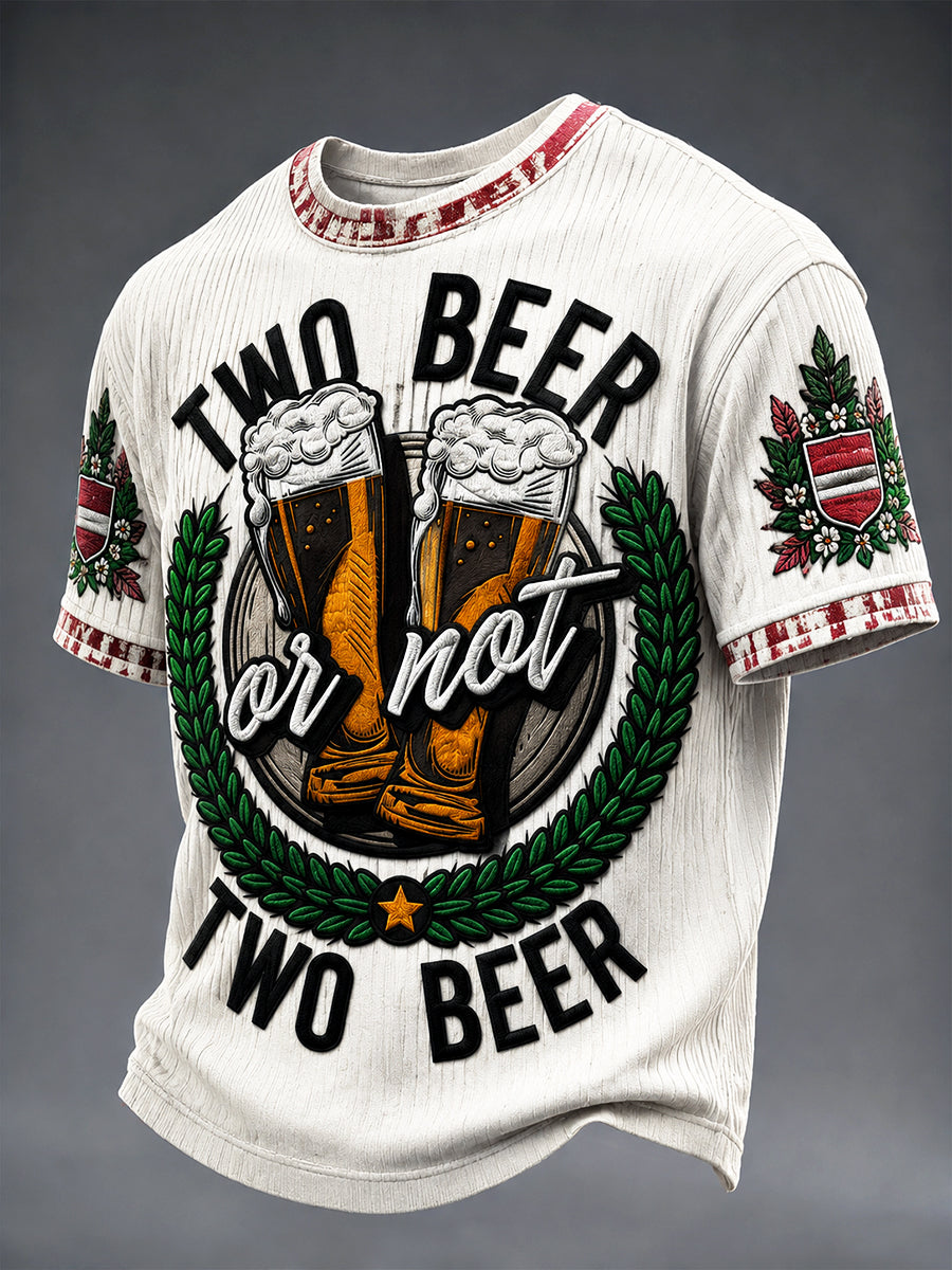 Herren-Weißes Freizeit-T-Shirt mit österreichischem Oktoberfest-Print