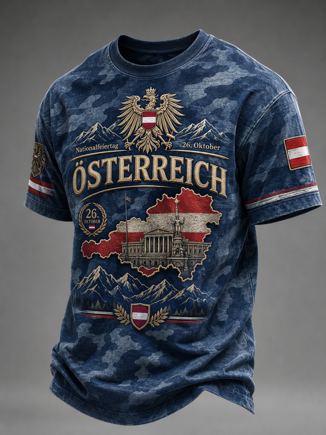 Herren-T-Shirt mit kurzen Ärmeln zum österreichischen Nationalfeiertag