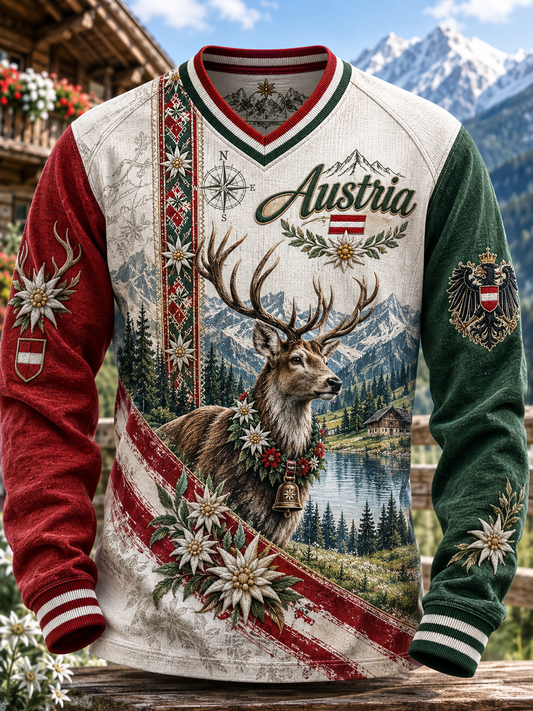 Herren-T-Shirt mit langen Ärmeln im österreichischen Landhausstil