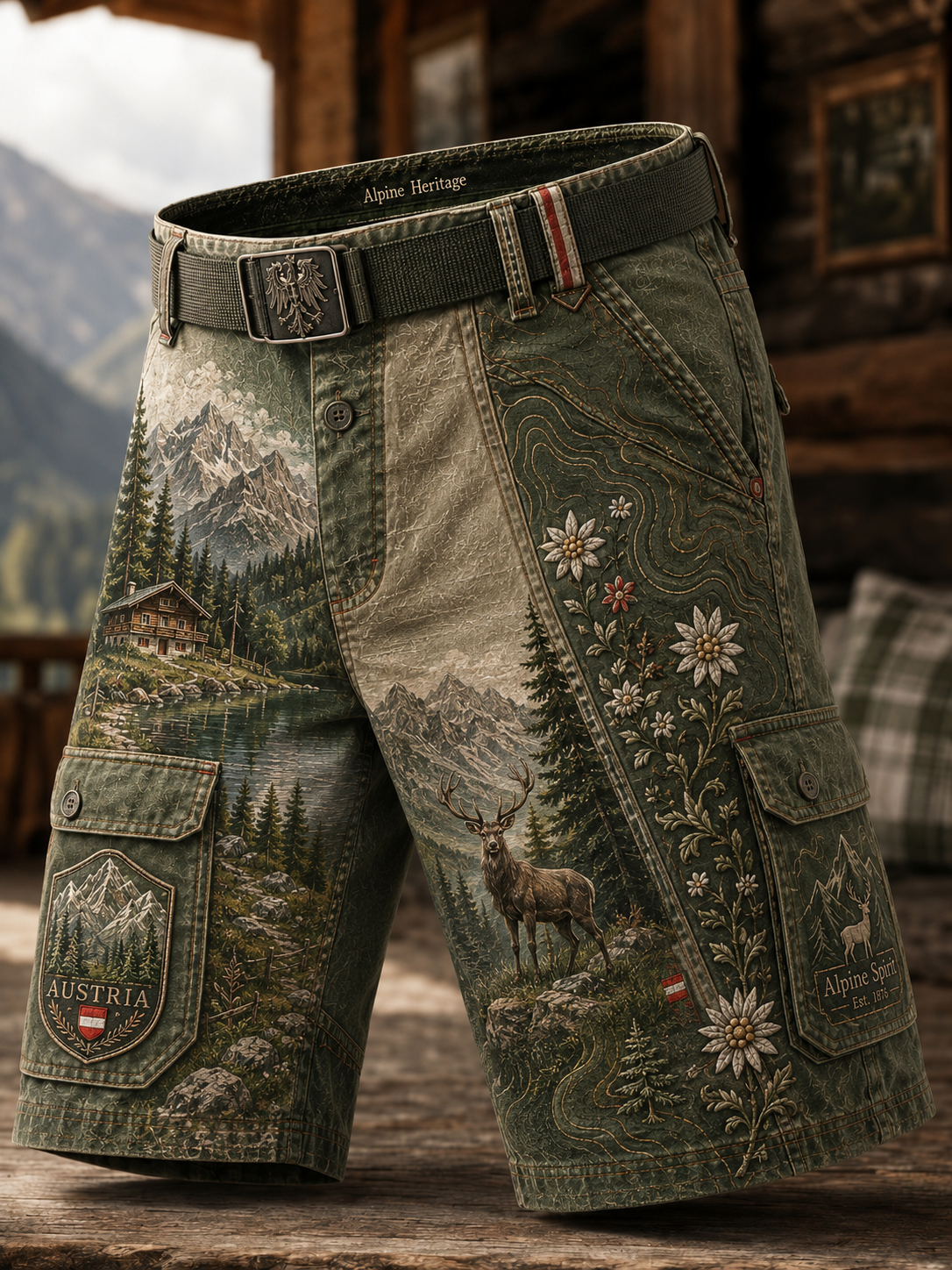 Herren-Shorts im österreichischen Landhausstil mit Cargotaschen