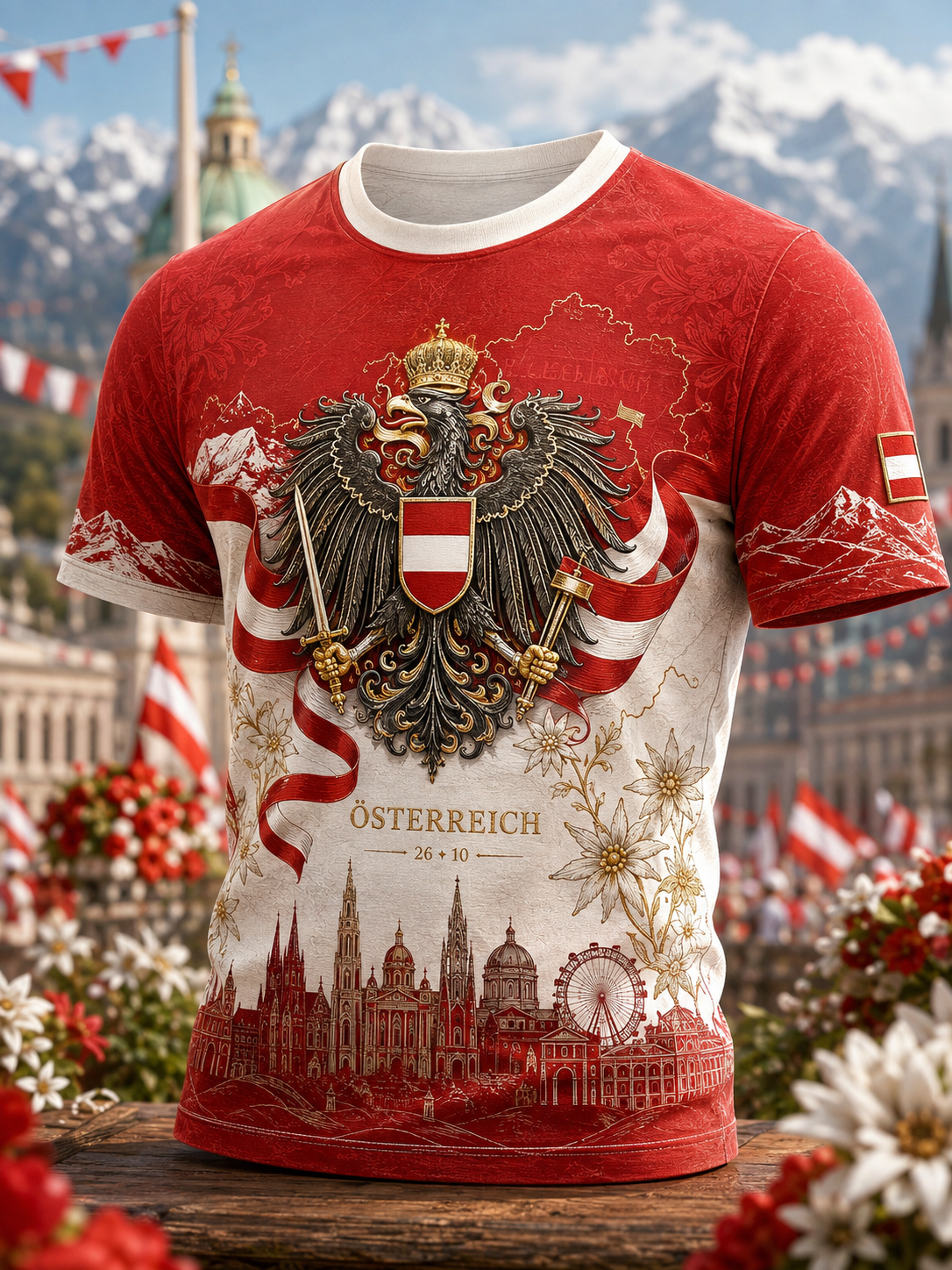 Herren-T-Shirt mit kurzen Ärmeln zum österreichischen Nationalfeiertag