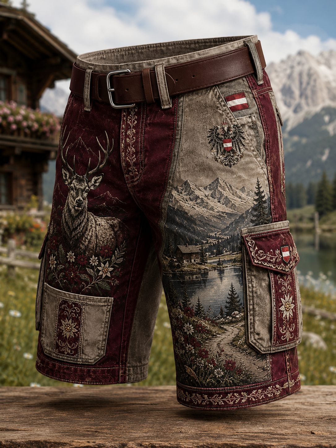 Herren-Shorts im österreichischen Landhausstil mit Cargotaschen
