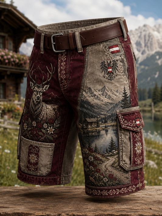 Herren-Shorts im österreichischen Landhausstil mit Cargotaschen