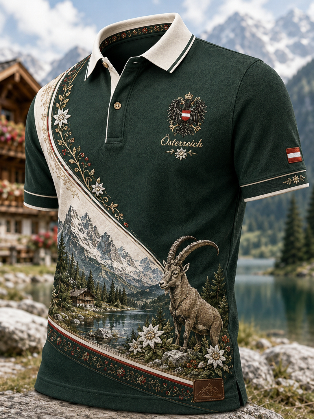 Herren-Hemd mit kurzen Ärmeln im österreichischen Landhausstil