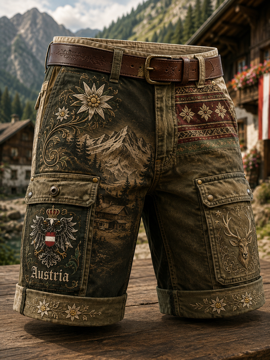Herren-Shorts im österreichischen Landhausstil mit Cargotaschen