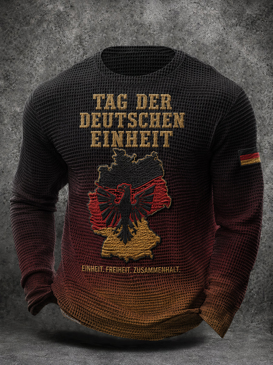 Herren-Tag der Deutschen Einheit-Print-Waffel-Longsleeve-T-Shirt