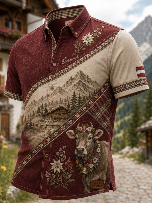Herren-Hemd mit kurzen Ärmeln im österreichischen Landhausstil