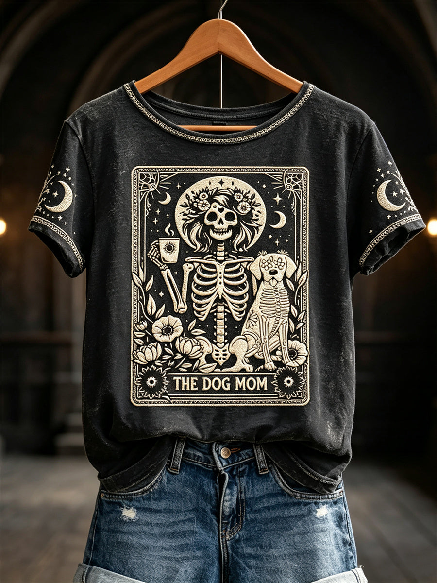 Kurzarm-T-Shirt mit mystischem Kunst druck für Frauen