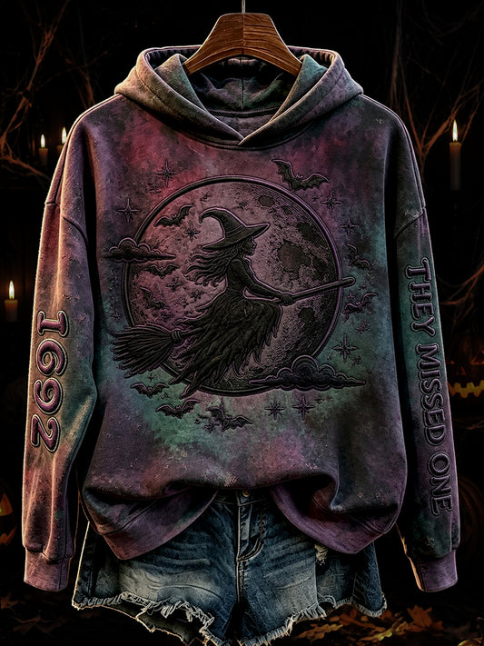 Damen Vintage 1692 Sie vermissten einen fliegenden Hexen druck Gemütlicher Hoodie