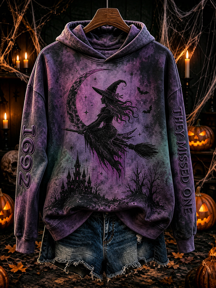 Damen Vintage 1692 Sie vermissten einen fliegenden Hexen druck bequemer Hoodie