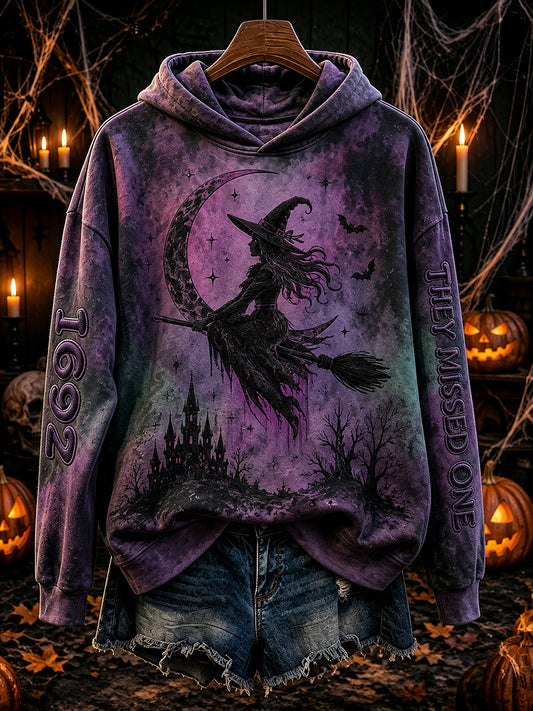 Damen Vintage 1692 Sie vermissten einen fliegenden Hexen druck bequemer Hoodie