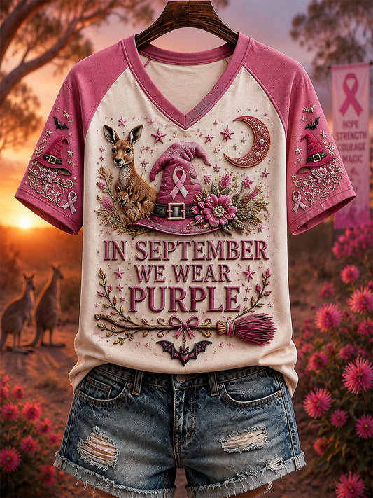 Frauen australisches T-Shirt mit V-Ausschnitt für Brustkrebs