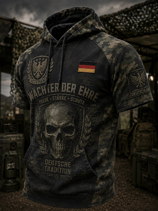 Herren-Raglan-Sweatshirt mit kurzen Ärmeln und militärischem Gedenkdruck