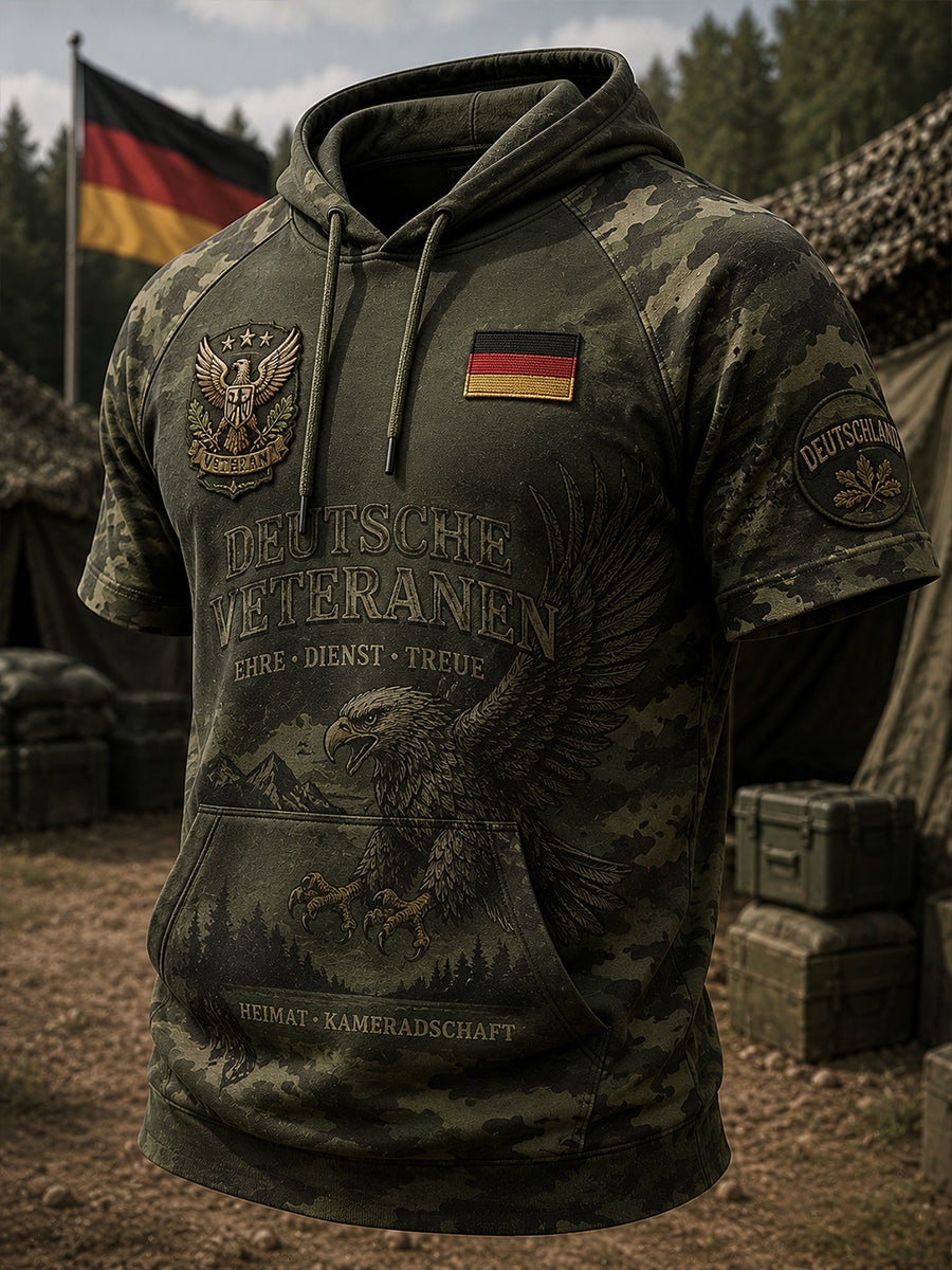 Herren-Raglan-Sweatshirt mit kurzen Ärmeln und militärischem Gedenkdruck