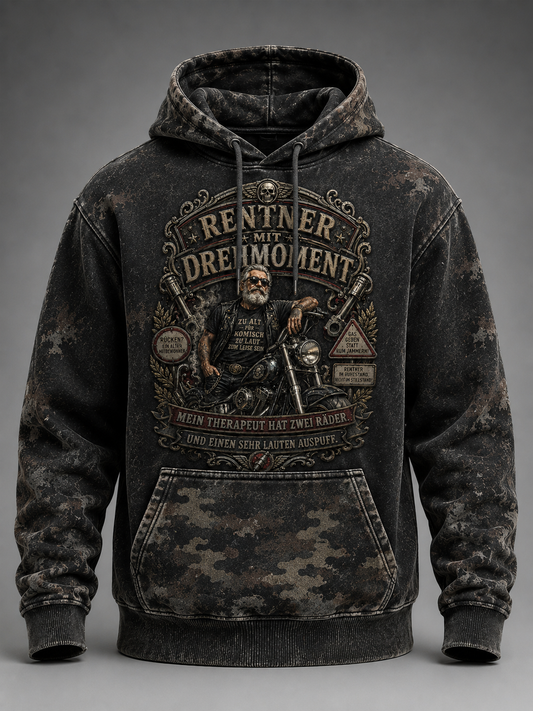 Herren-Hoodie mit witzigem Slogan, übergroß, tief angesetzte Schultern und Taschen