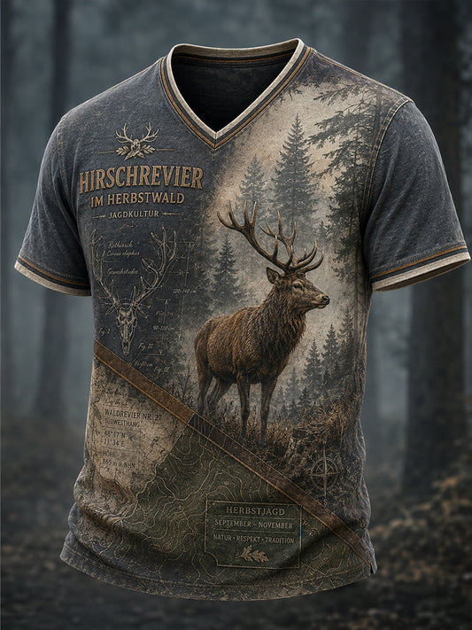 Herren-T-Shirt mit V-Ausschnitt zur deutschen Jagdsaison