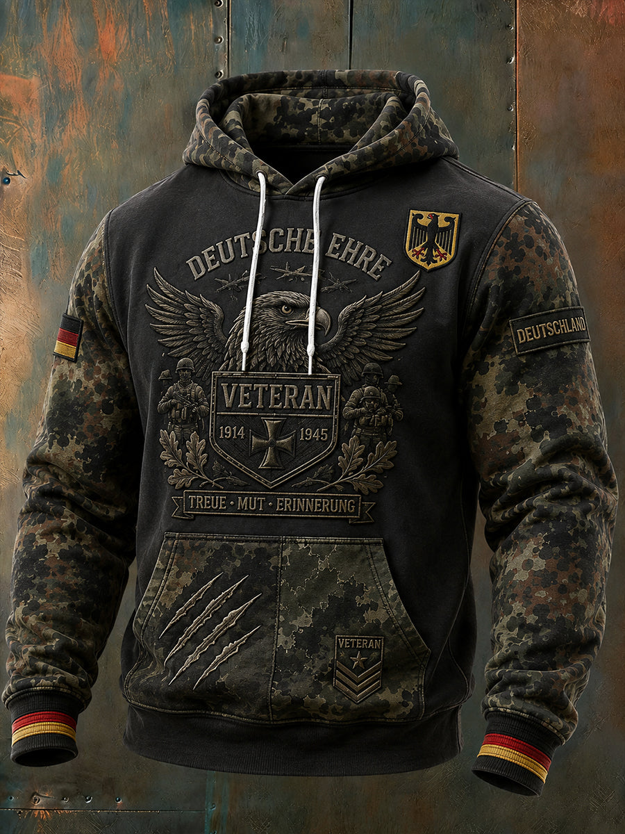 Herren-Kapuzenpullover mit Camouflage-Print und langen Ärmeln zum Gedenken an die Veteranen
