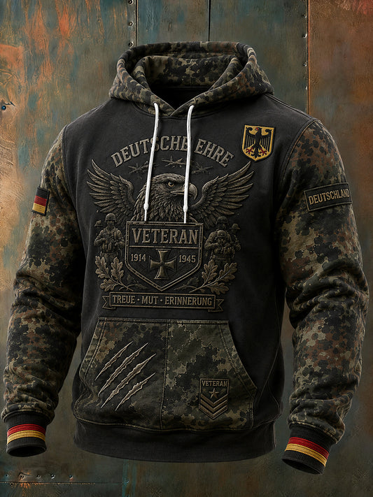 Herren-Kapuzenpullover mit Camouflage-Print und langen Ärmeln zum Gedenken an die Veteranen