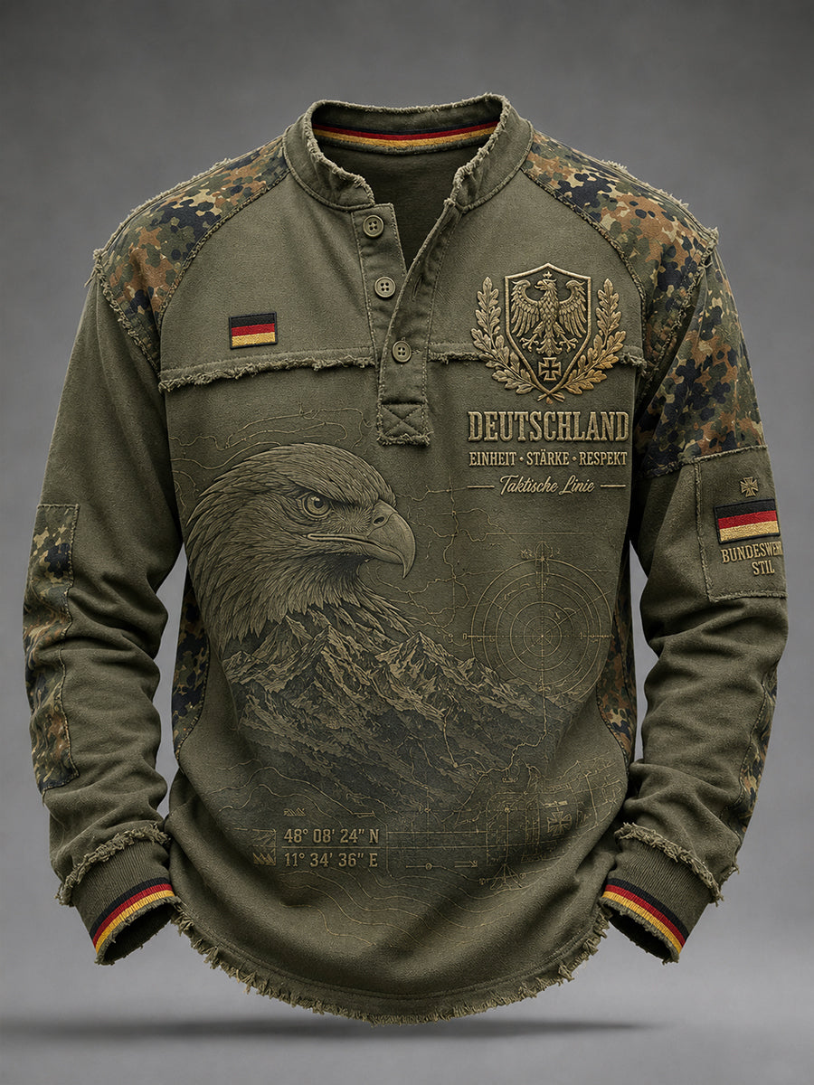 Herren-Top mit Tarnmuster und langen Ärmeln zum Gedenken an die Veteranen