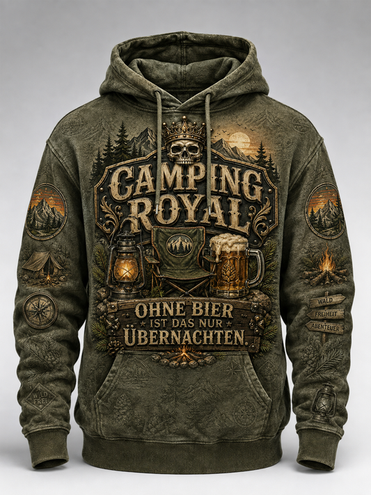Herren-Hoodie mit witzigem Slogan, übergroß, tief angesetzte Schultern und Taschen