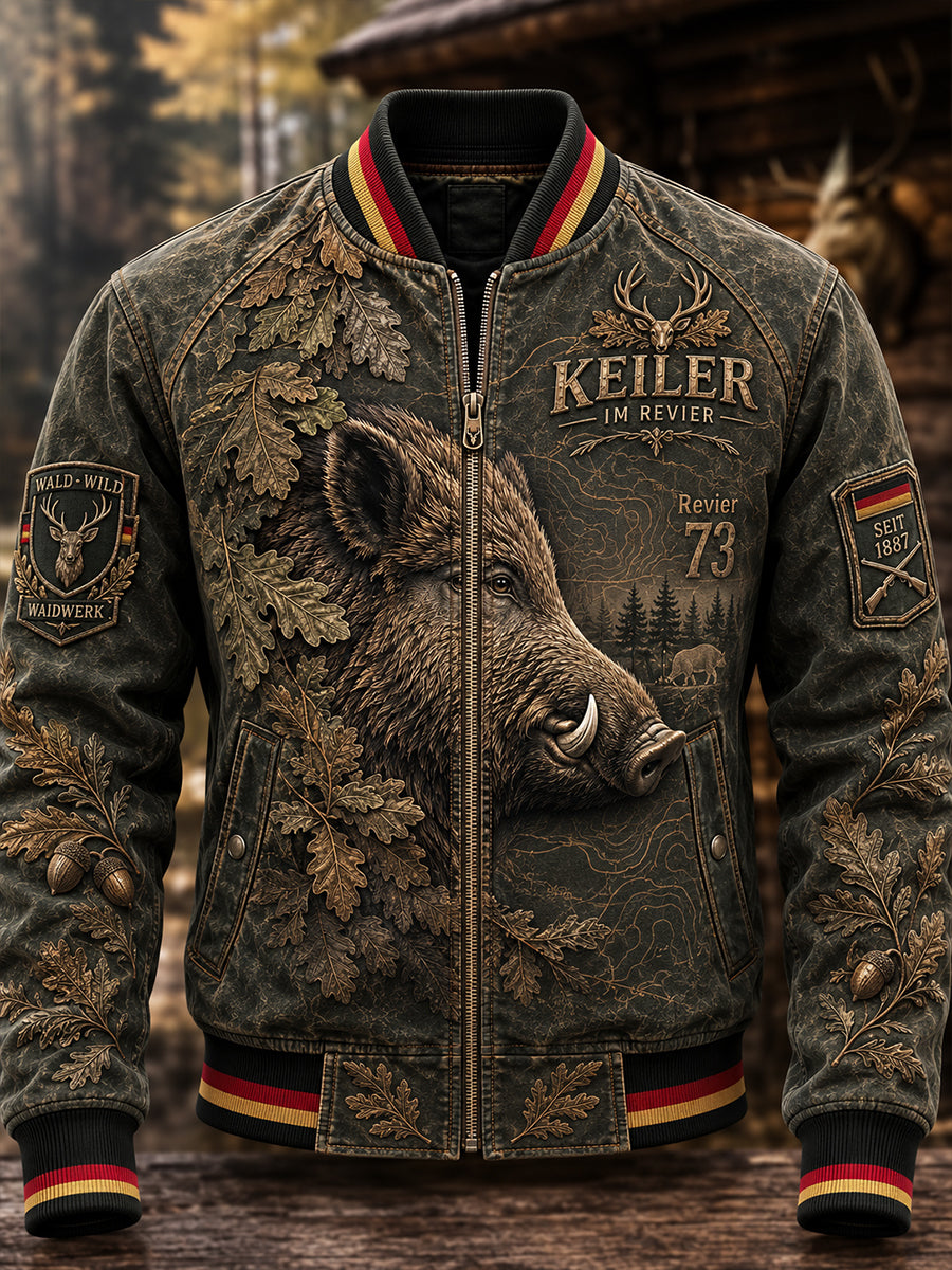 Herren-Jagdsaison-Monkey-Jacke mit deutschem Motiv