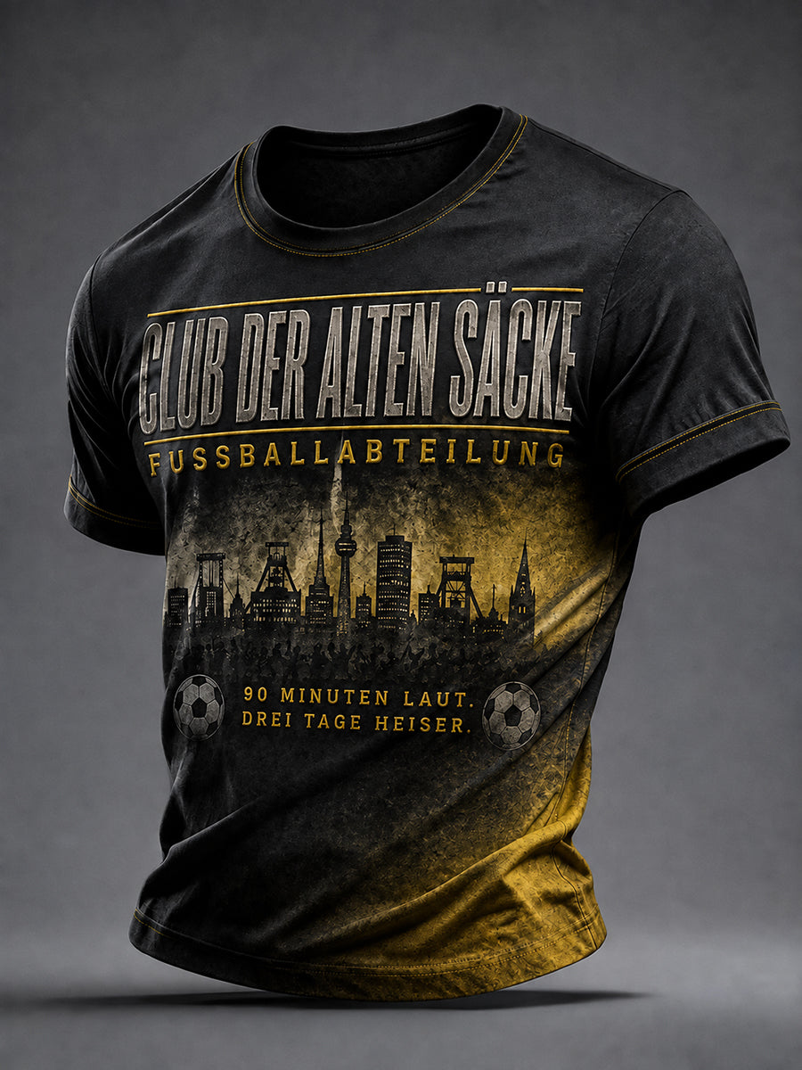 Herren-Lustiges Fußballfan-Print-T-Shirt mit kurzen Ärmeln